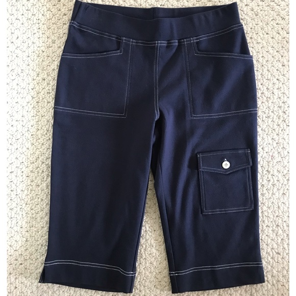 Neiman Marcus Pedal Pushers Navy Blue - Picture 1 of 8